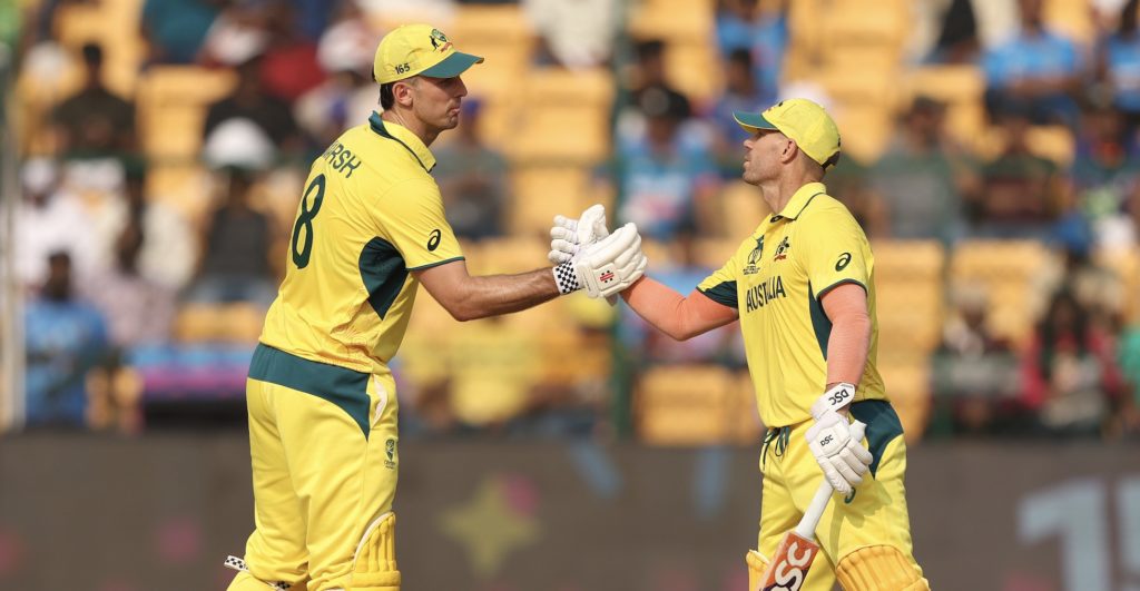 Mitchell Marsh David Warner 20 Oct 2023 Robert Cianflone Getty Images