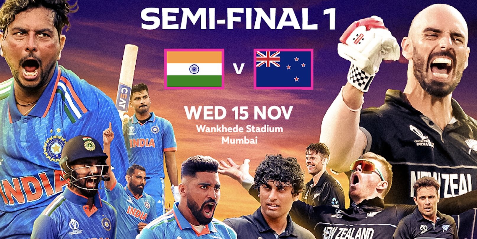 LIVE India vs New Zealand (2023 CWC semifinal)