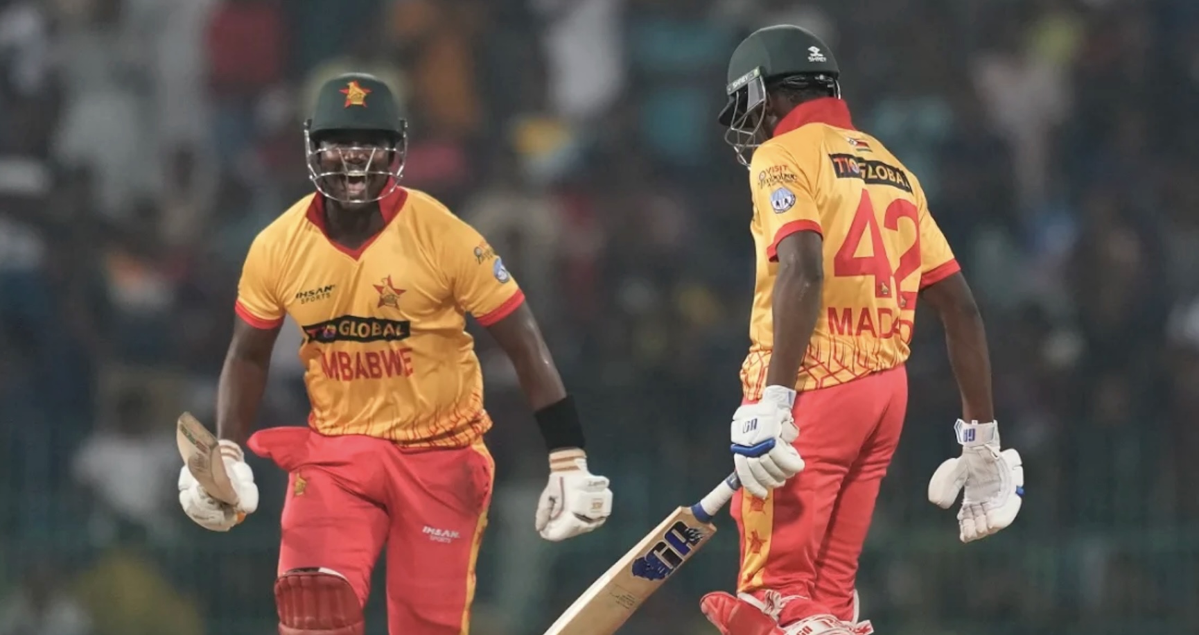 Zimbabwe Celebrate Historic T20I Win   Luke Jongwe Zim 16 Jan 2024 AP 