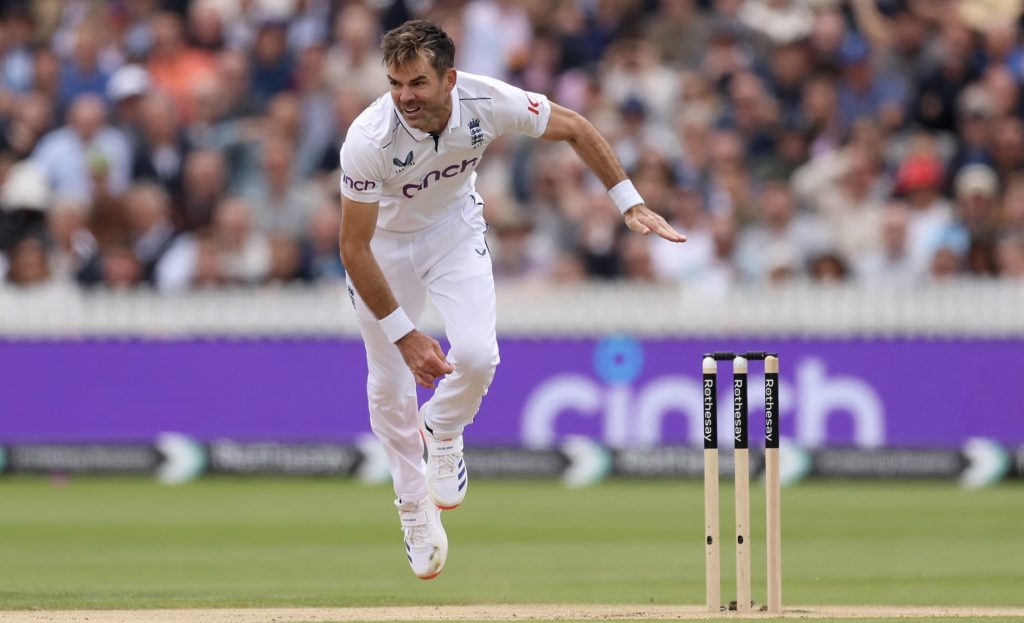 James Anderson bowls 12 July 2024 Alex Davidson Getty Images