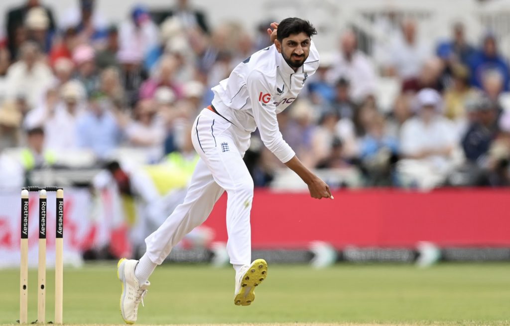 Shoaib Bashir bowls 20 July 2024 Gareth Copley Getty Images