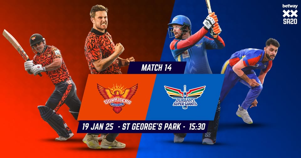 LIVE: Sunrisers Eastern Cape vs Durban's Super Giants (SA20)