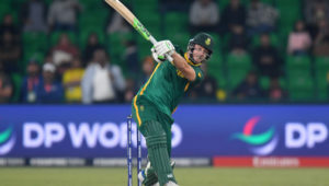 LAHORE, PAKISTAN - MARCH 05: David Miller of South Africa bats during the ICC Champions Trophy 2025 semi final between South Africa and New Zealand at Gaddafi Stadium on March 05, 2025 in Lahore, Pakistan. (Photo by Sameer Ali/Getty Images)